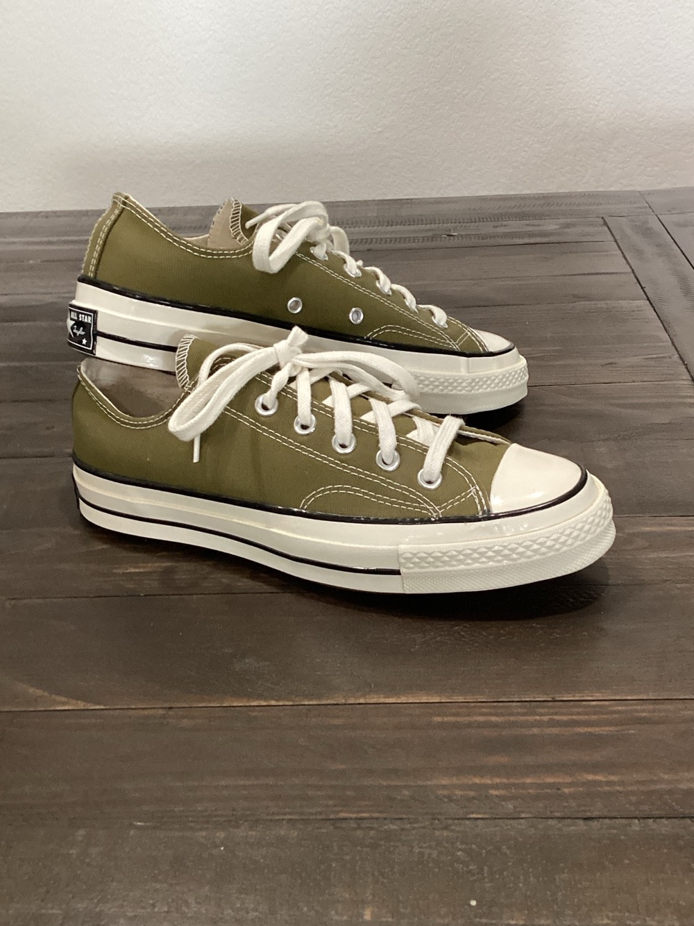 Converse Men’s Olive Green Low Top Canvas Sneakers - Picture 2 of 7